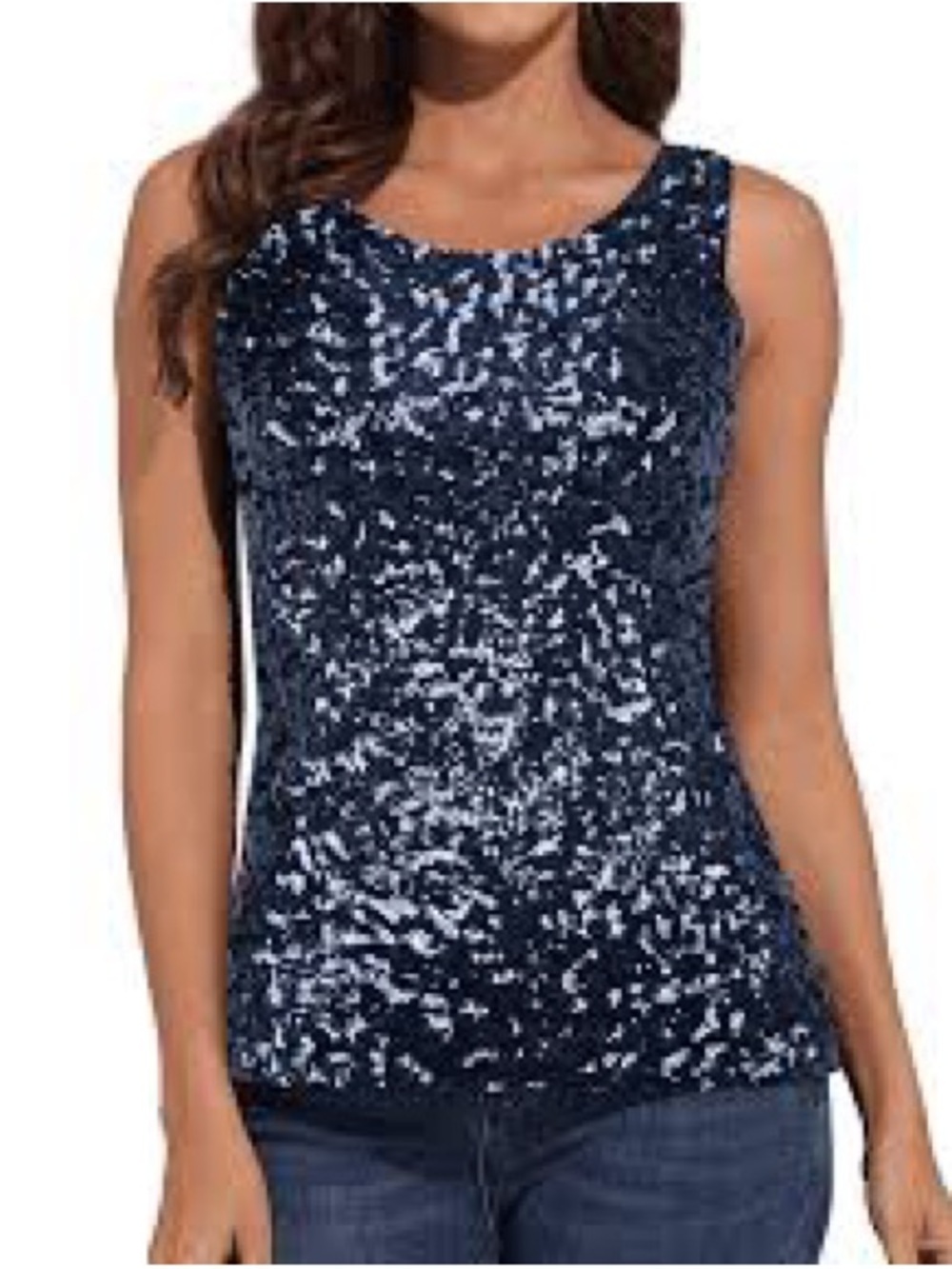 Express Navy Blue Sequin Sleeveless Tank Top. Item # 11448